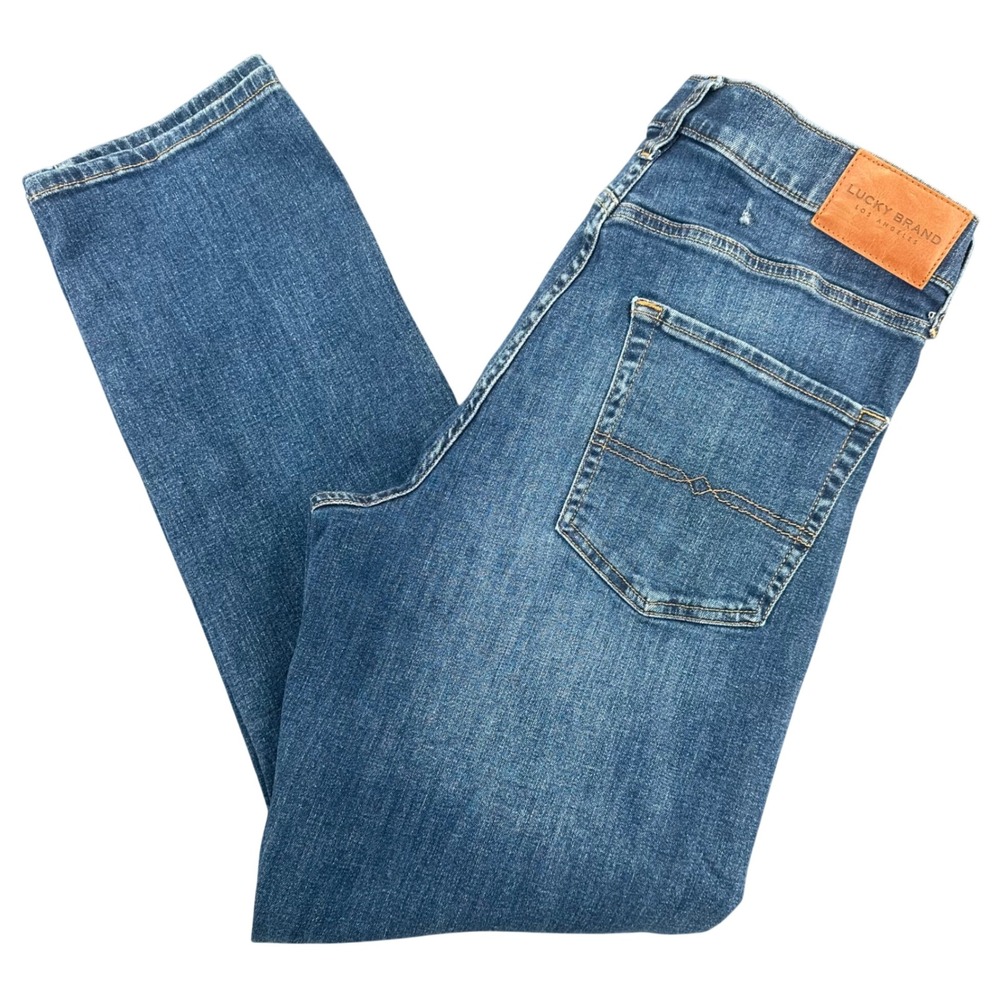 Lucky Brand 410 Athletic Straight Jeans Mens 34x32 Blue Medium Wash Denim